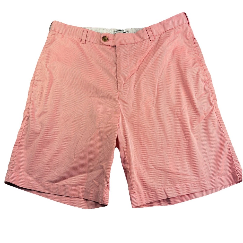 Peter Millar Shorts Mens 34 Red/White Corded Striped Flex Cotton/Lastol Blend
